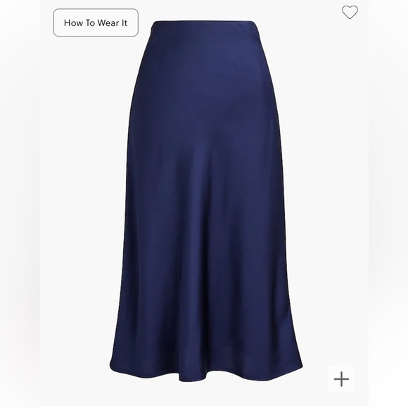 J Crew factory antique navy slip midi skirt size xs - Picture 1 of 7